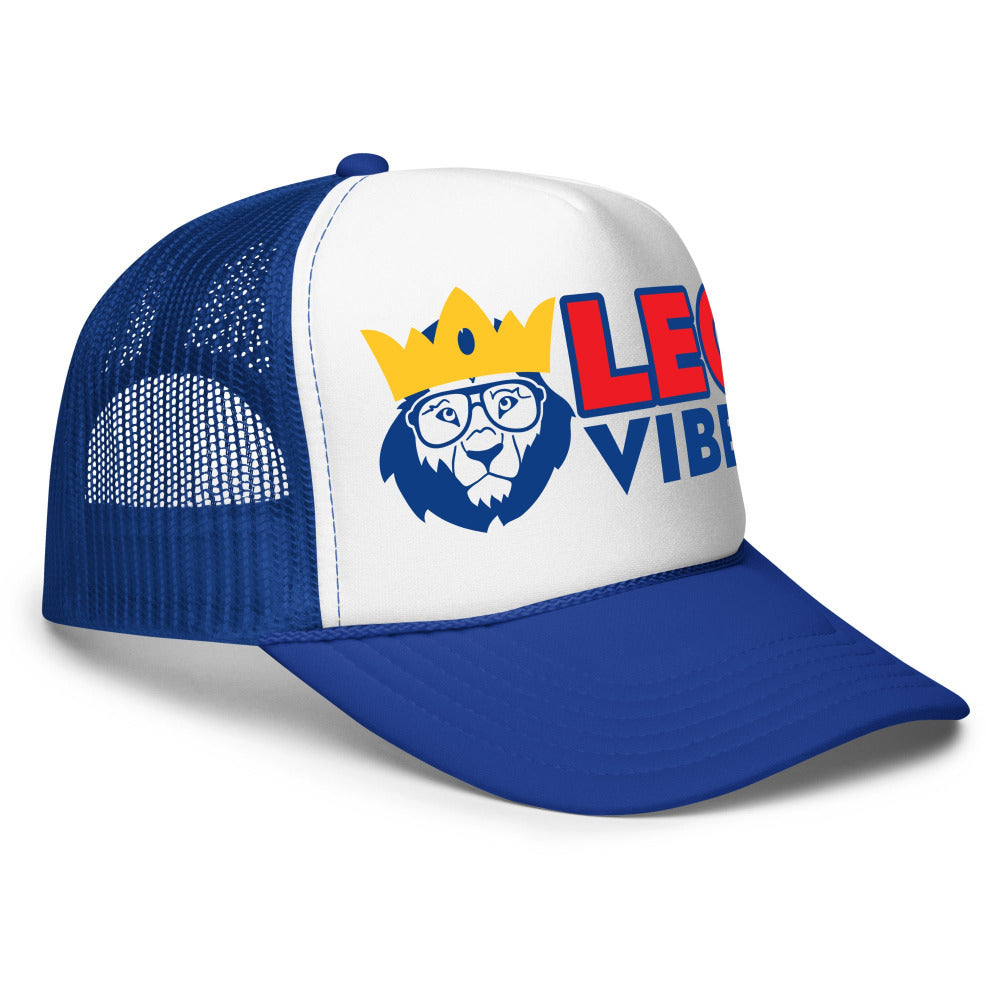Leo Vibes Foam Trucker Hat - White/Royal/Red Color - https://ascensionemporium.net